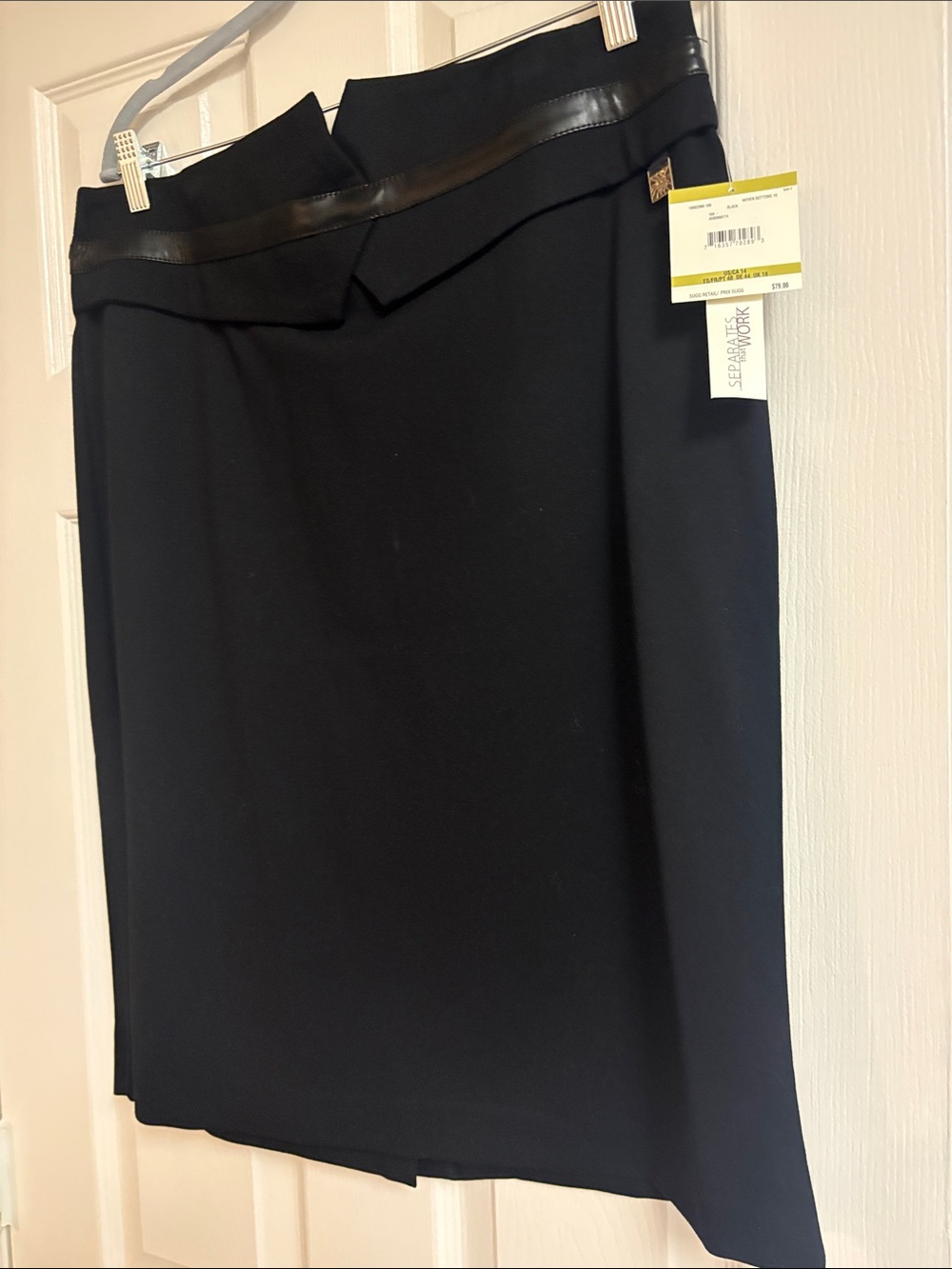 Anne Klein Black Pencil Skirt with Faux Leather Waistband